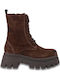 Wildleder Damen Kampfstiefel mit Mittelhohem Absatz Braun