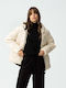 Long Women's Jacket for Winter Ecru