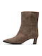 Damen Lederstiefeletten mit mittlerem Absatz Beige