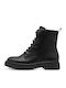 Schwarze Damen-Leder-Kampfstiefel