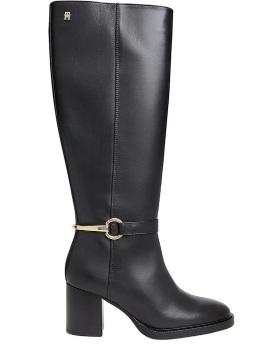 Schwarze Damen-Lederreitstiefel