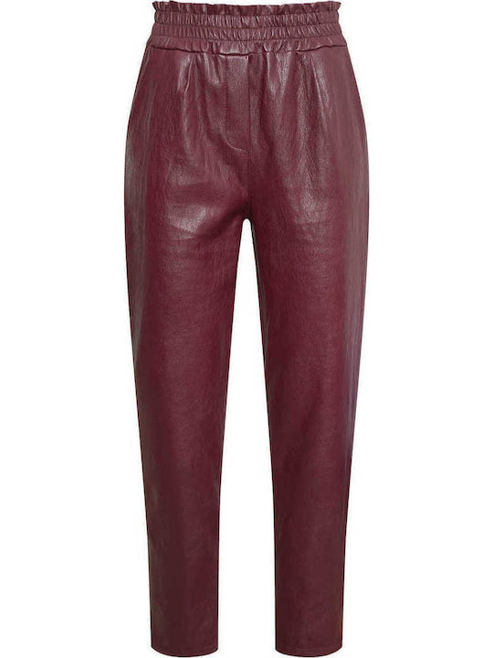 Celestino Damen Lederhose mit Volant Hochbund B...