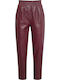 Damen Lederhose mit Volant Hochbund Burgundisch