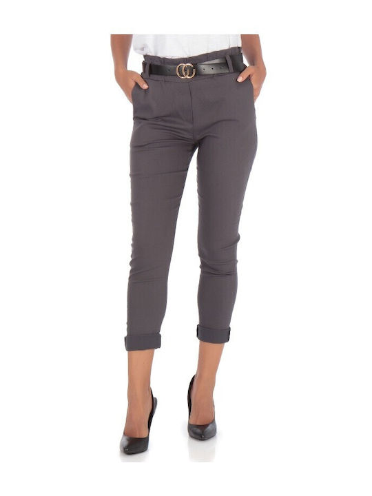 Silia D Damenhosen Anthrazit Cropped Hose mit G...