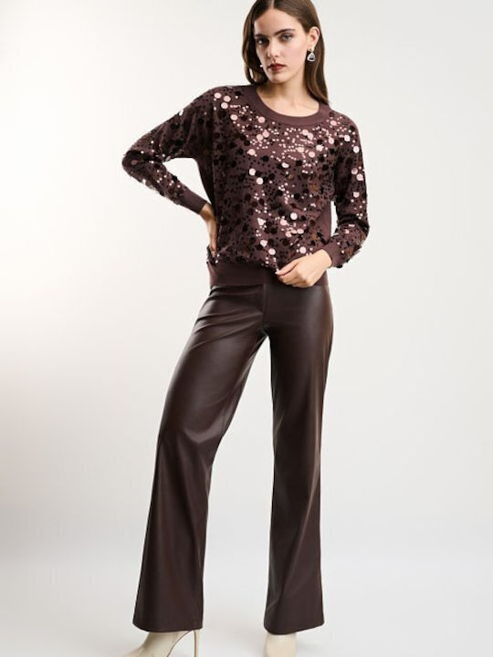 Desiree Women's High Rise Leather Trousers in S...