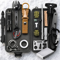 Linomag Kit de Supraviețuire Complet 45+ Funcții Set Camping de Urgență Lanternă LED Stilou Tactical Ustensil Multifuncțional Aprinzător de Foc Pătură Termică Brățară Paracord Busolă Fluier Card Multifuncțional 21 X 11.5 X 6 Cm Negru Linomag Kit de Supraviețuire Complet 45+ Funcții Set Camping de Urgență Lanternă LED Stilou Tactical Ustensil Multifuncțional Aprinzător de Foc Pătură Termică Brățară Paracord Busolă Fluier Card Multifuncțional 21 X 11.5 X 6 Cm Negru