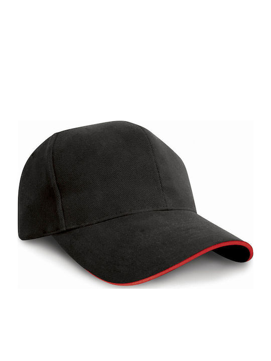 Jocheu Sandwich Brushed Cotton Cap Reglabil Cu Clemă Metalică Rc025p Result Negru Roșu
