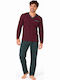 Comfort Winter Herrenpyjama Burgundisch