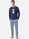 Soccus Winter Herrenpyjama Baumwolle Blau
