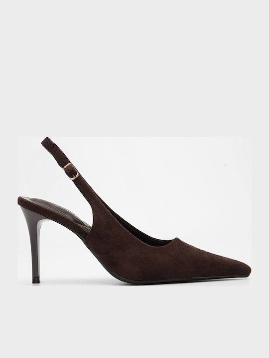 Decoro Suede Γόβες Καφέ