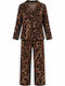 Elite Winter Women's Pyjama Set Chocolate Leopard