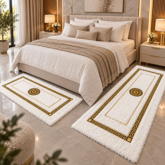 My Home Luxury Set De Covoare Shaggy Pentru Dormitor Alb 3 Bucăți