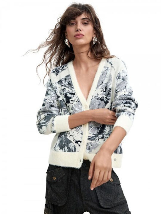 Women's Knitted Cardigan with Buttons Off White