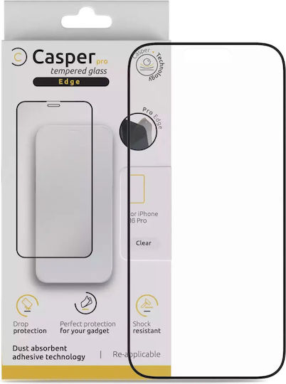 Casper Pro Edge Закалено Стъкло За iPhone 16 Pro 17 17 Pro 18 Pro Ритейл Пакет Прозрачно