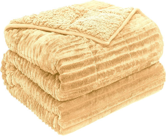 Sherpa Blanket Super Double 220x240cm Beige