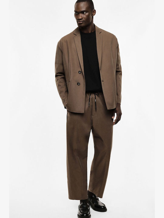 Pantaloni Bărbați De Costum Baggy Maro