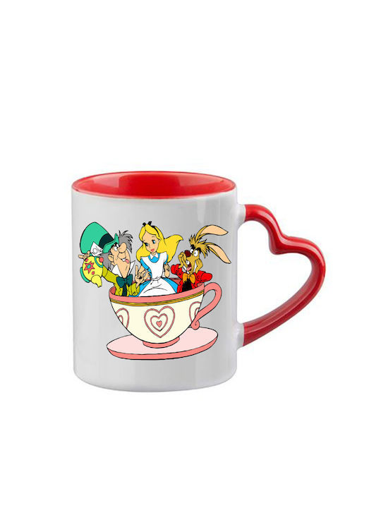 Tasse Alice Rote Henkel Herz Innenraum