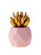 Polyester Cactus Gold Pink Polygonal Pot 16x11cm