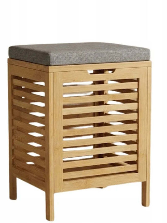 Songmics Coș de rufe Bamboo 40lt cu capac 35x35x53cm