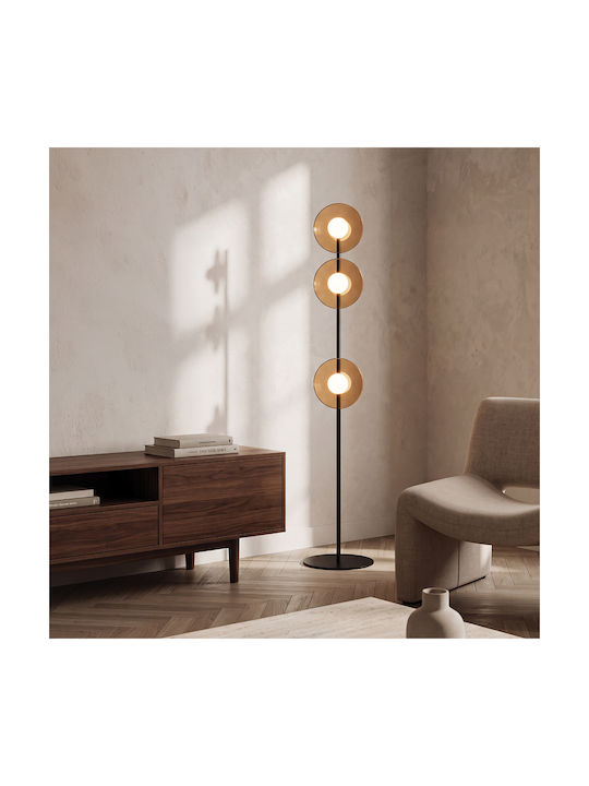 Zambelis Lights Tapel LED Floor Lamp H260cm with Warm White Light Black Matte, Amber