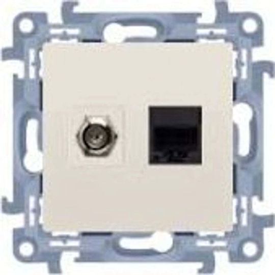 Kontakt-Simon Διπλή Πρίζα Δικτύου RJ45 Τύπου Cat5e σε Μπεζ Χρώμα CASFRJ455.01/41