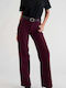 Hochgebirge Damen Jeans Hosen in Breit Bein Stil Burgundisch