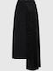 Plissierte Hohe Taille Midi Damenrock Schwarz