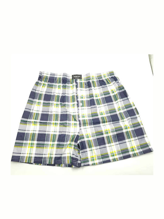 Men's Boxer Yellow Blue Checked