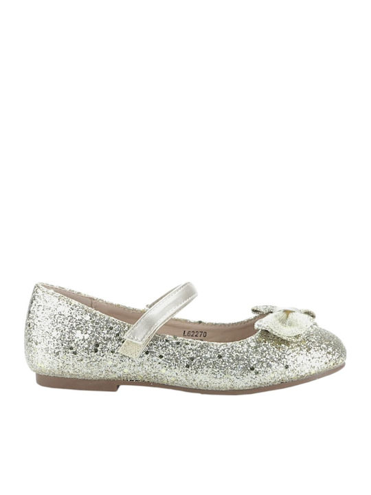 Kids Ballerinas with Hoop & Loop Closure Gold