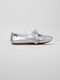 Kinder Pumps & Ballerinas mit elastischem Gurt Leder Silber