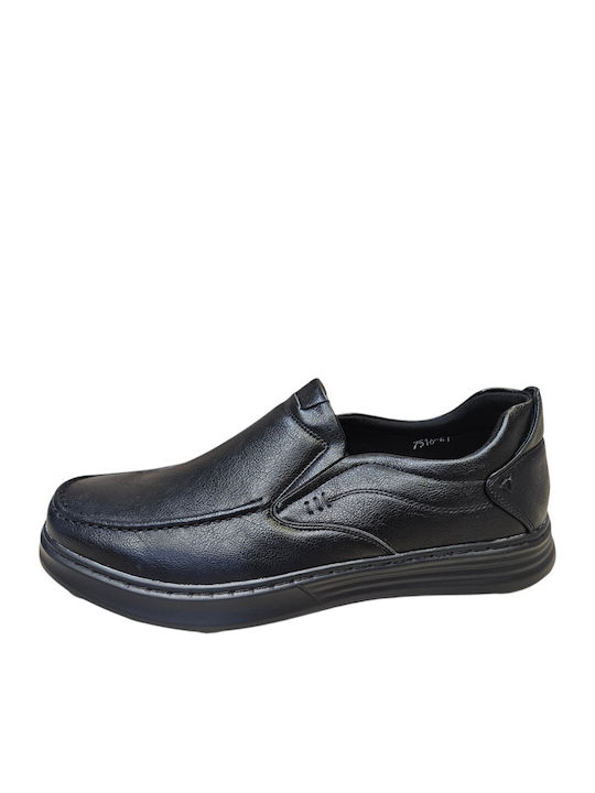 Leather Men's Moccasins in Black Colour