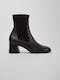 Ghete Chelsea Dama de Piele cu Toc Mediu Negre