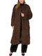 Long Women's Fur Brown-Khaki