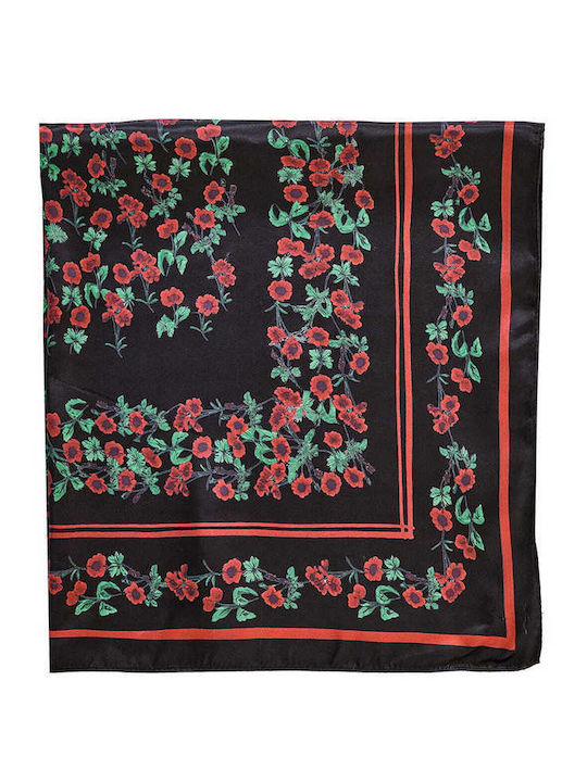 Celestino Eșarfă Dama Satin Floral Negru