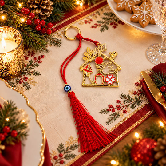 Decorative New Year's Lucky Charm Home Enamel 2027 Gold-Red 27cm Galifas 5016717 Galifas