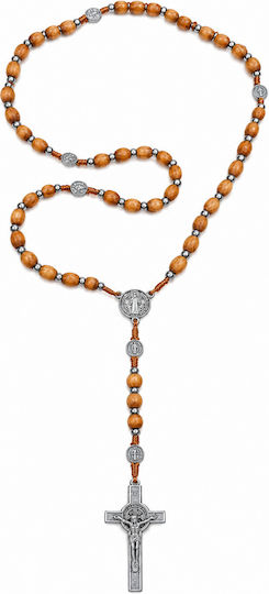 Handmade Catholic Rosary of Saint Benedict Wooden Beads 55cm