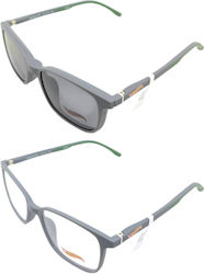 Kinder Brillengestelle mit Rezept Hot Wheels Clip-On Hwcl002 Graue Inklusive Sonnenbrille