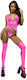 Glossy Kira Wetlook Set Top & Panties Suspender Straps – Pink