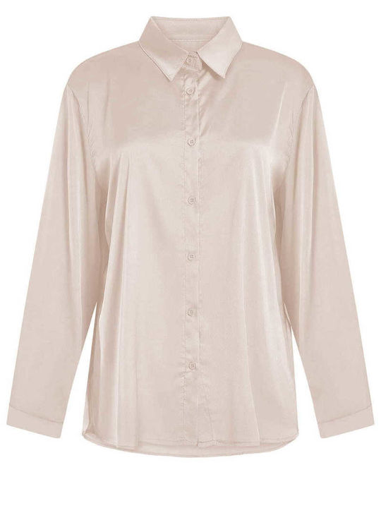 Celestino Damenhemden Satin Monochrom Beige