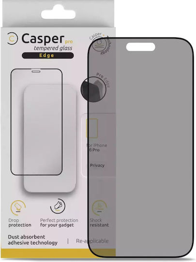 Casper Pro Edge Tempered Glass Iphone 16 Pro 17 17 Pro Retail Pack Privacy