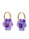 Earrings Coucou Suzette Purple Pansy Gold Plated Steel 3 Micron & Acetate 4.5 X 2 Cm