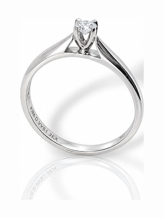 Mentzos Single Stone Ring in 18K White Gold with Diamond