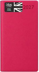 Letts 2027 Weekly Agenda Pink Leather 8.8x17.1 cm