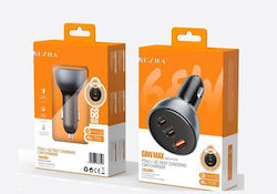 Ezra 68W Schnellladegerät fürs Auto mit Anschlüssen: 2x USB-A 1x USB-C Ezra 68W Schnellladegerät fürs Auto mit Anschlüssen: 2x USB-A 1x USB-C