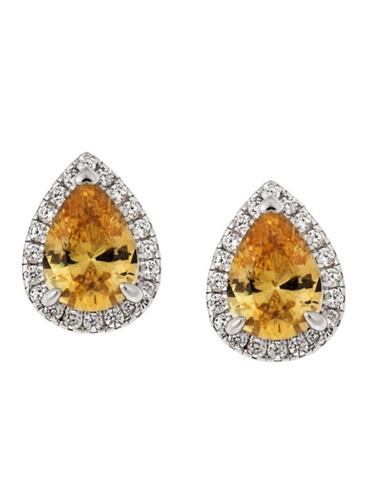 Miro Designers Women's Silver Earrings with Yellow and White Zircons Mrw14093s