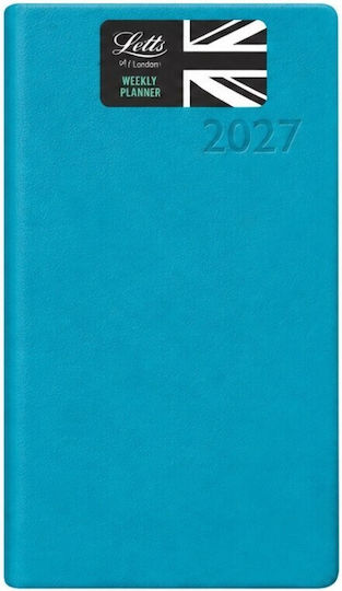 Letts Wöchentliche Agenda 2027 Türkis Leder 8,8 x 17,1 cm