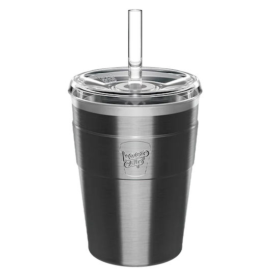 Keep Cup Pahar Termos din Oțel Inoxidabil / Plastic 340ml Antracit Cold Cup Thermal Nitro cu Pai
