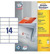 Avery Selbstklebende A4-Etiketten, rechteckig, , 105 × 41 mm