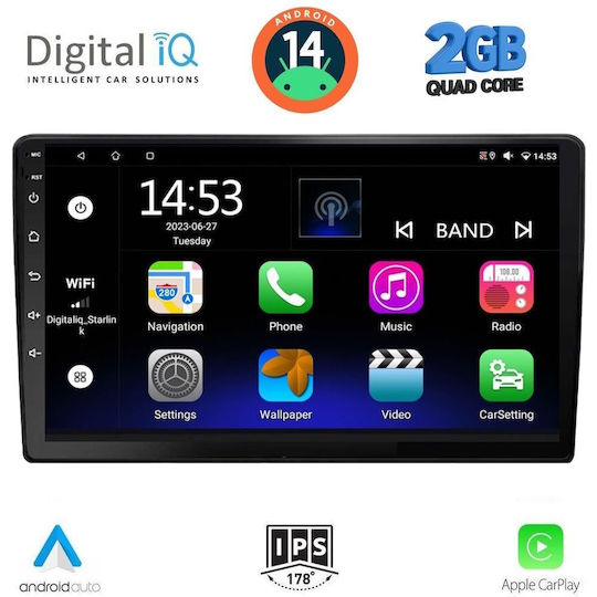Digital IQ Ηχοσύστημα Αυτοκινήτου 2 DIN (Bluetooth/USB/WiFi/GPS/Apple-Carplay/Android-Auto) με Οθόνη Αφής 10.1"
