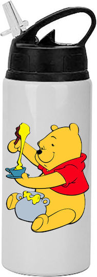 Sticlă Winnie Pooh 600 ml Alb cu Capac Negru